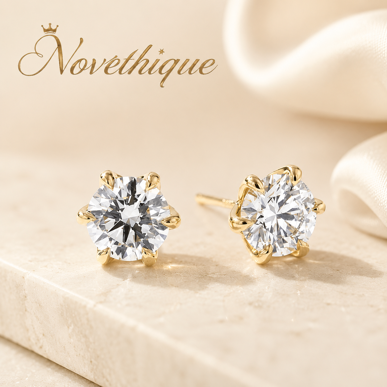 Novethique™ 2.01ct D–VVS2 Caraline Round Lab-Grown Diamond Stud Earrings