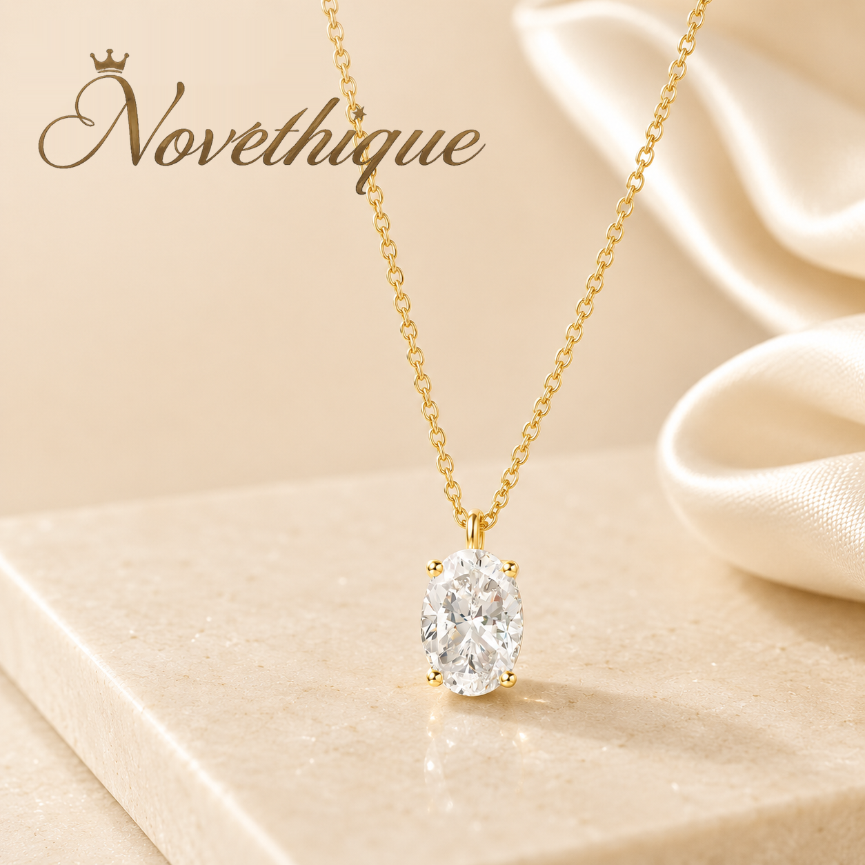 Novethique™ Mirror Oval Solitaire Pendant Necklace