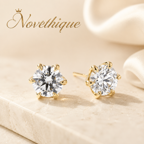Novethique™ 2.01ct D–VVS2 Caraline Round Lab-Grown Diamond Stud Earrings