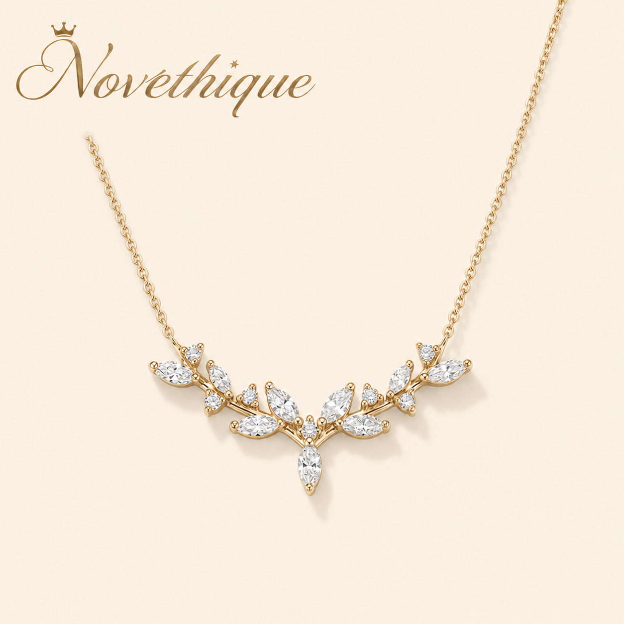 Novethique™ Sylvan Antler-Inspired Marquise Cluster Necklace